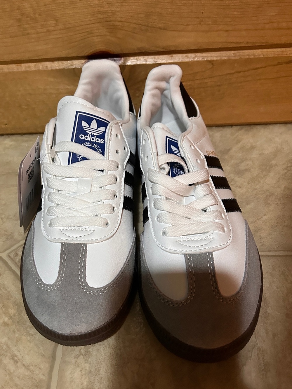 adidas White, Gray & Black Samba Sneakers